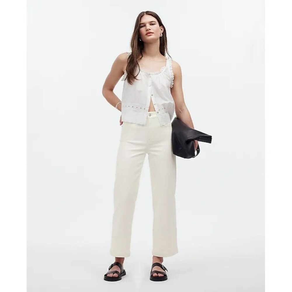 Madewell The Petite Emmett Wide-Leg Crop Jean Welt Pocket Edition 32P Tile White